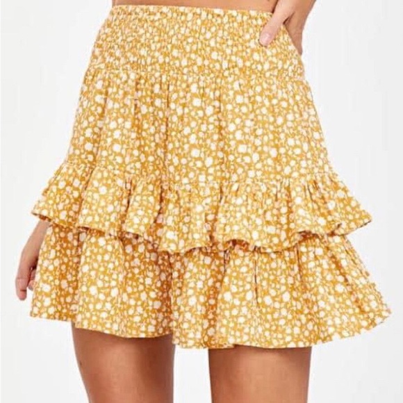 Glassons Skirts Glassons Yellow Floral Skirt Poshmark